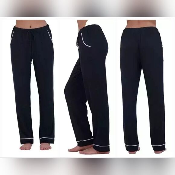 2-pk Lucky Women's M Comfy Straight Leg Lounge PJ Pants Relaxed Black/Pink Dot - Picture 4 of 7